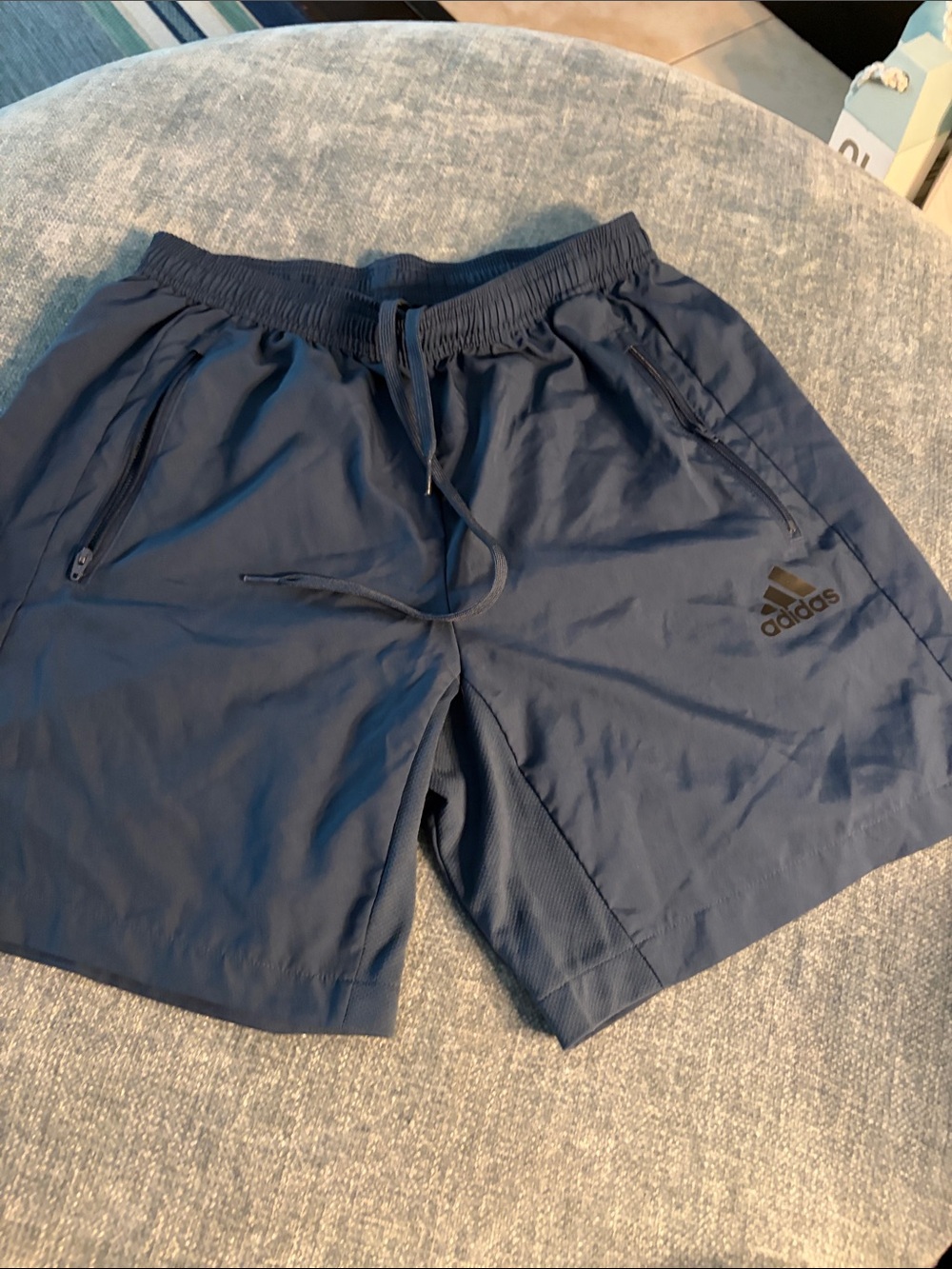 adidas Men's Navy Blue Athletic Shorts with Zipper Pockets
